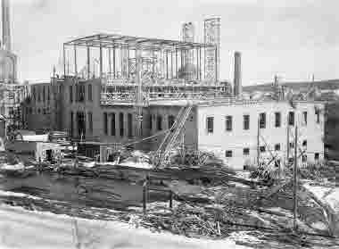 Byggnationer, pålning, montage, murning mm, 1939. Svartviks sulfitfabrik 1907-1974.19741974.