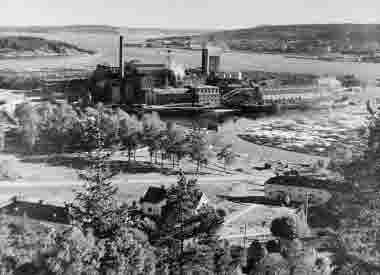 Flygbild över Ortvikens sulfitfabrik, Ortvikens sulfitfabrik 1908-