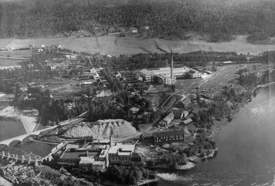 Flygbild över Skönviks sågverk 1900, Skönviks sågverk var i drift mellan 1861-1951.