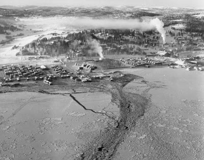 Sågen, exteriör från flyg 1948. Tunadals sågverk 1849-